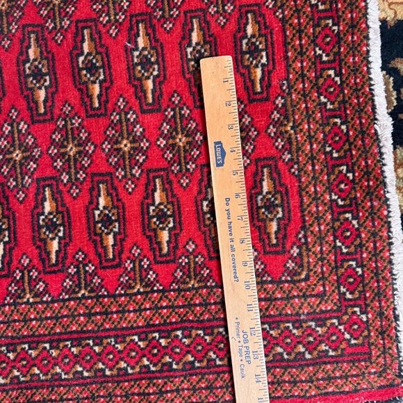 VTG Hand-Knotted All Wool Turkman-Style Oriental Sm Runner Rug Rustic Farmhouse - Picture 4 of 11